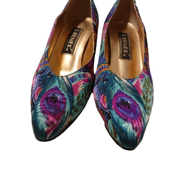 Vintage 90s J Renee Peacock Print Classic Multicolor Women's Pumps Size 7M - Picture 6 of 11